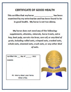 Certificate of Good Heath