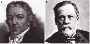 Louis Pasteur (left) and Edward Jenner (right), in a lighter moment